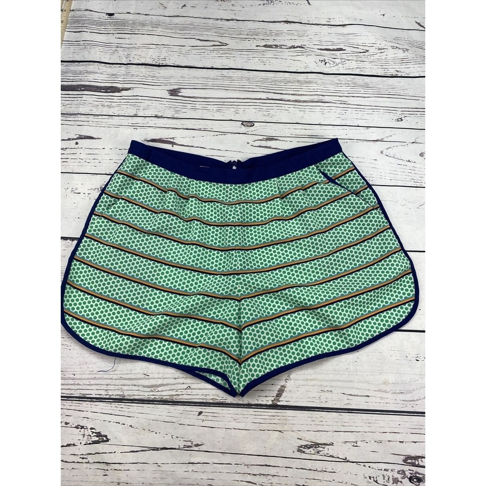 Cremieux Womens Green Polka Dot Striped High Rise Shorts Size 8 Back Zip Pockets